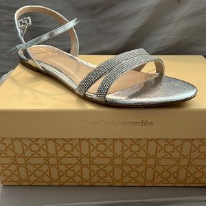 Silver Formal Flat Sandal - Jewel Badgley Mischka